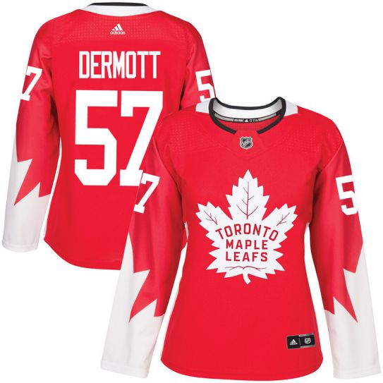 2017 NHL Toronto Maple Leafs women #57 Travis Dermott red jersey->->Women Jersey